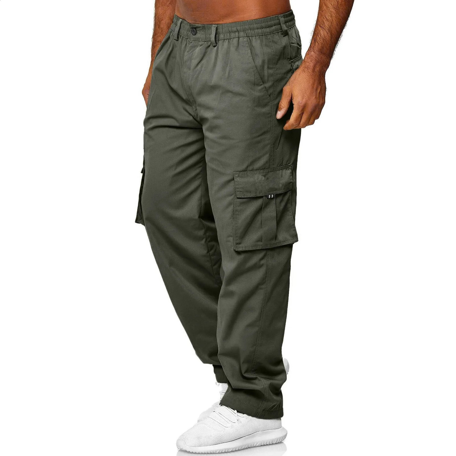 Men de cargaison pantalon décontracté salopes lâches mâles multiples mâles pantalon élastique tactique large pantalon sportif de course à la cour