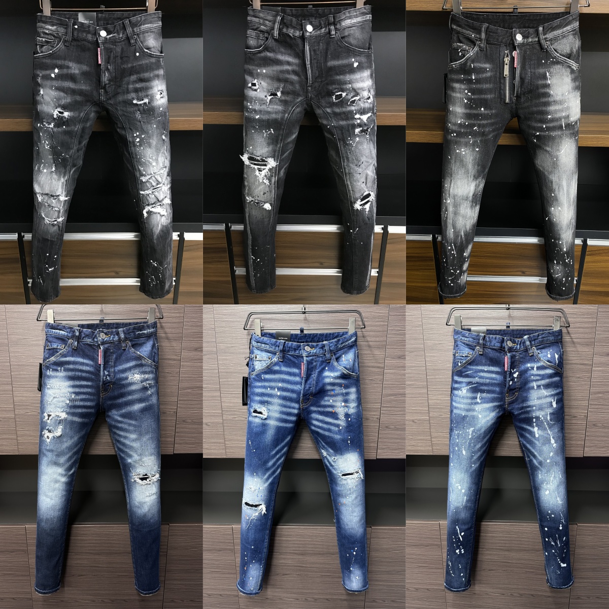 30 Off ~ Jeans masculins Black Hip Hop Rock Moto Coolguy Jeans Design Ripped Disted Denim Biker for Men 881 Designer brodery Jeans S