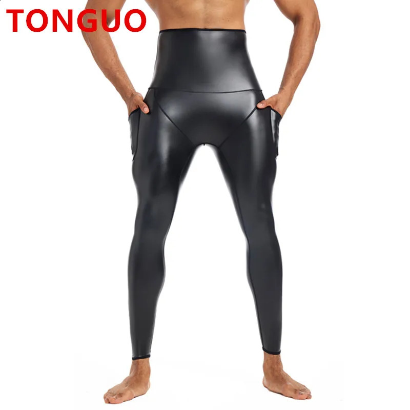 Tongguo Mens en cuir pantalon noir Pu Pantalon pour hommes