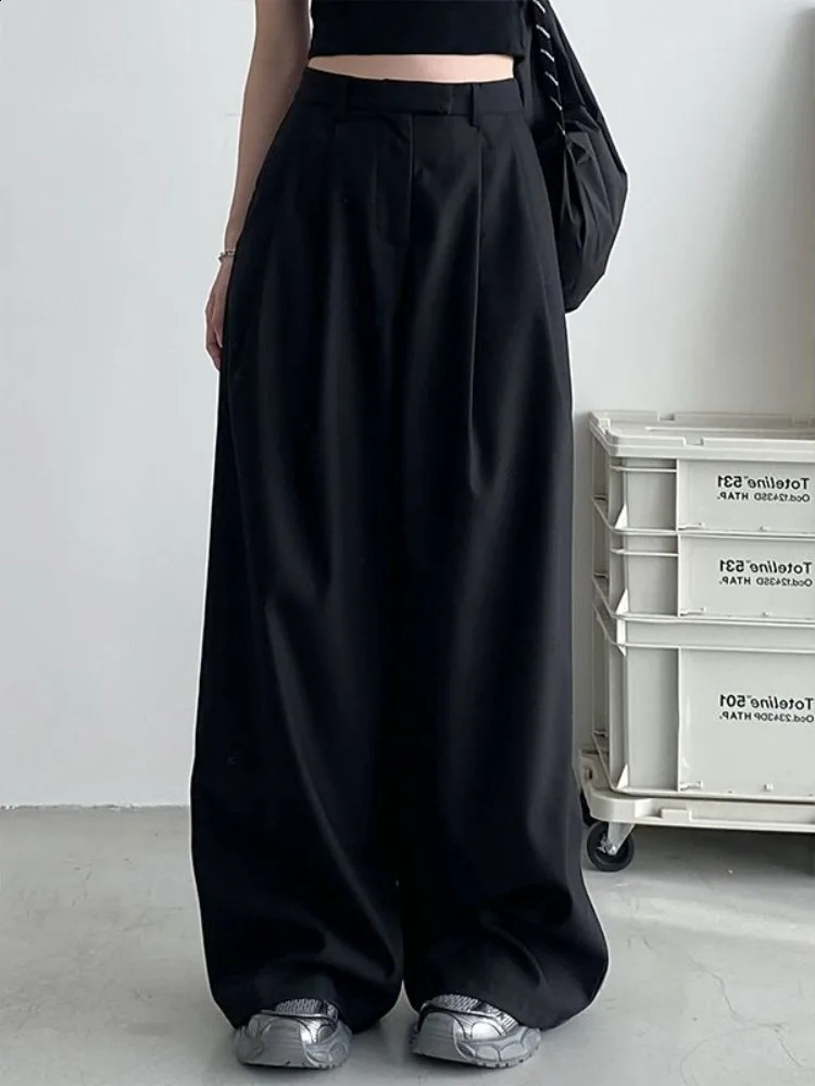 Houzhou y2k oversize noire de costume de costume vintage femme sac de mode coréen baggy coréen harajuku japonais de style streetwear pantalon 240