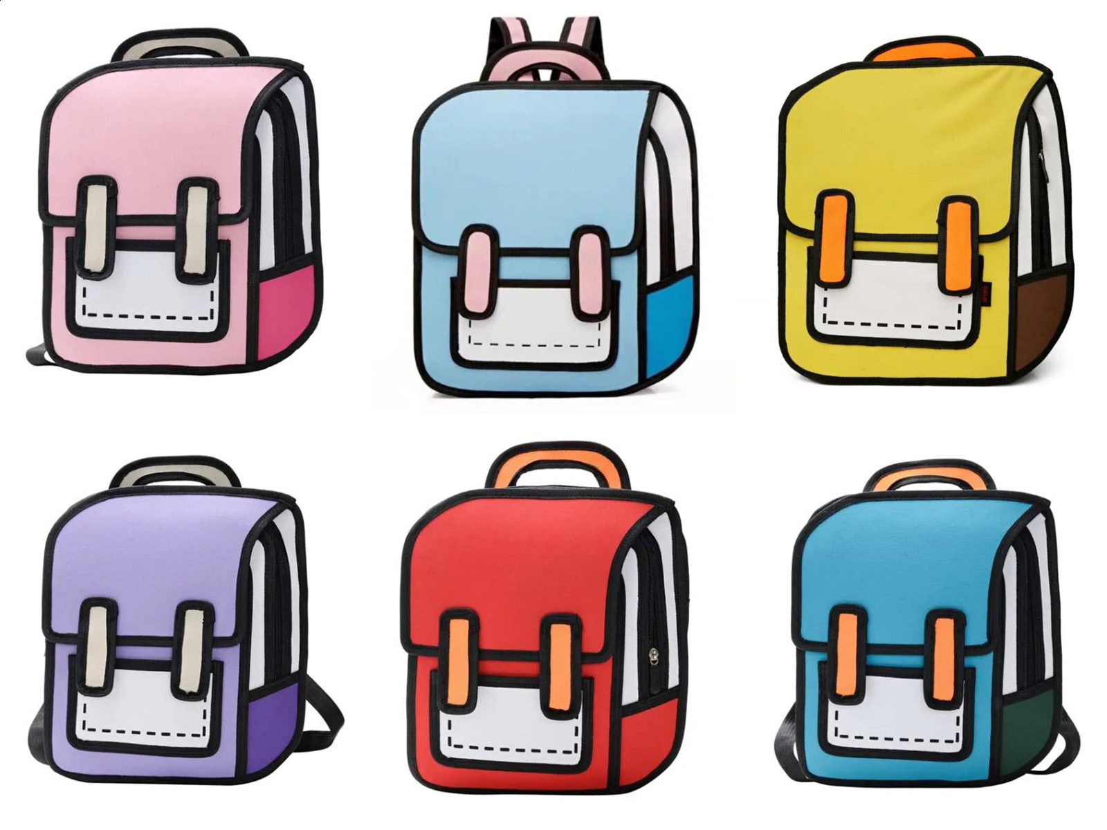 Y2K Cute 2D Cartoon Bag Anime Backpack 3D Cartoon Student Backpack Kawaii Teenage Backpack Fun Childrens Travel Bag Mochila 240816