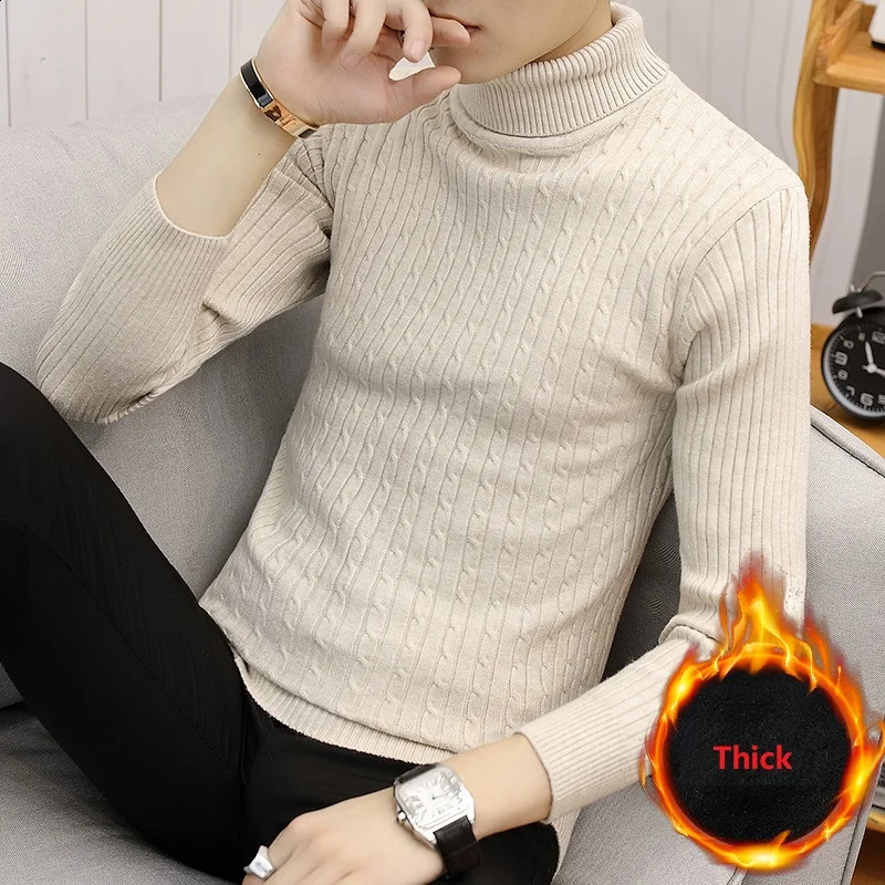 Mens Thick Warm Winter Turtleneck Sweater Casual Knitted Keep Fitness Men Pullovers 240816
