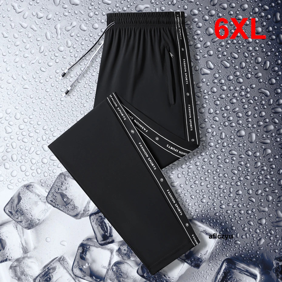 Summer Cool Pants Men Solid Color Straight Pants Plus Size 6XL Fashion Casual Summer Thin Pants Male Quick Drying Trousers 240815