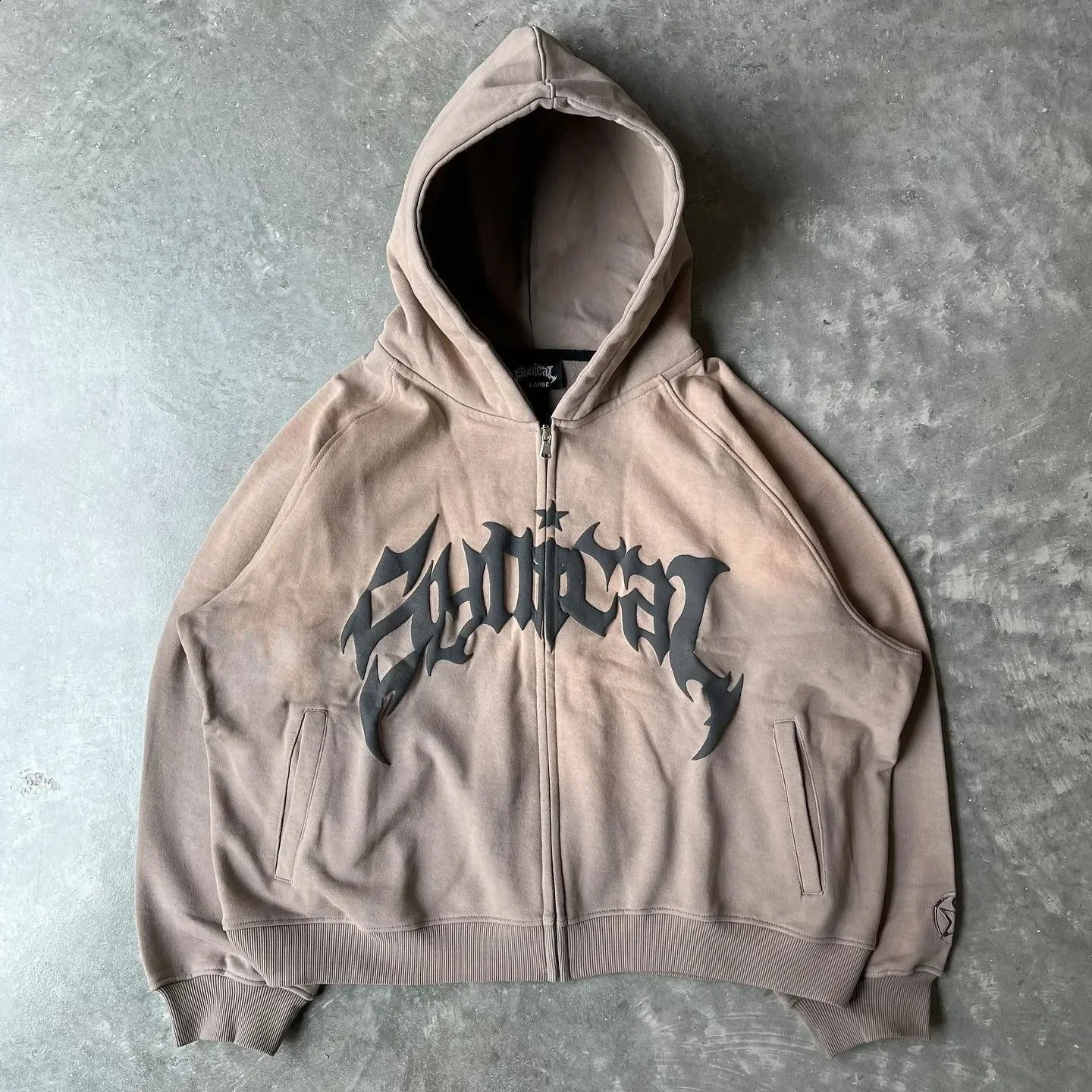 Pull à zipper rétro américain Personnalisé couple surdimensionné veste décontractée gothique à sweat à sweat imprimé étoile pour vêtements de rue