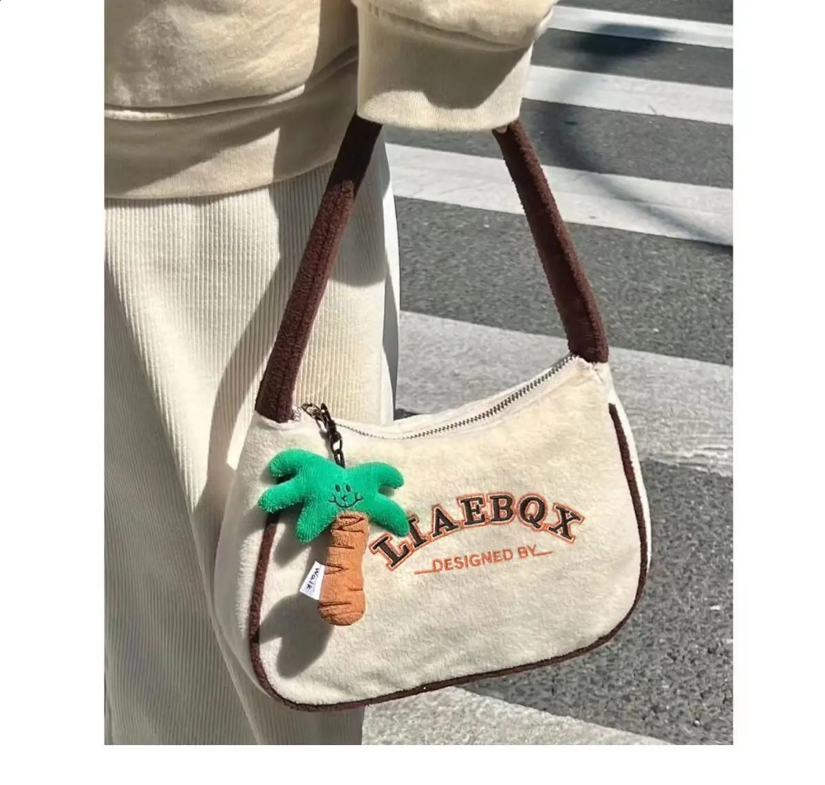 JIAERDI Harajuku Letter Y2k Bags Women High Street Embroidery Soft Casual Handbags Ladies Vintage Beige Shoulder Bag Aesthetic 240816