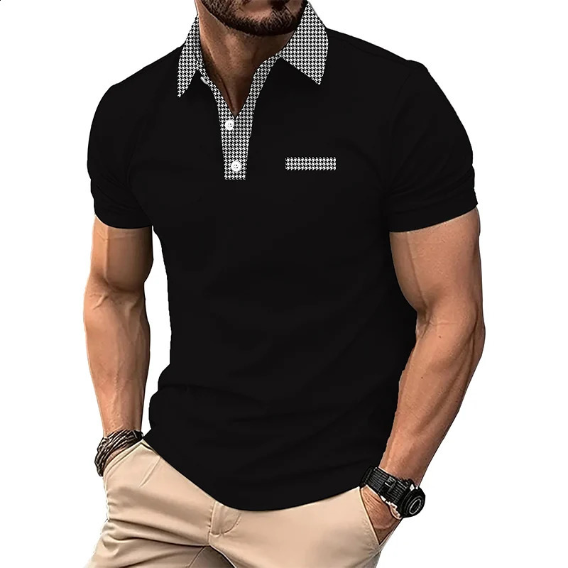 3D digital printing mens summer short sleeved fashionable lapel polo shirt mens business casual sports polo shirt mens golf polo shirt 240816