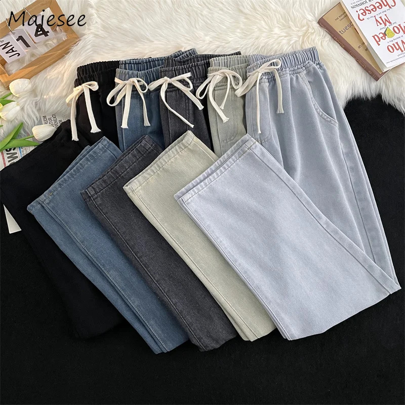 Mens jeans student Korean unisex denim summer clothing youth Drawstring casual cool S-3XL bag 5-color fashionable Trouser 240815