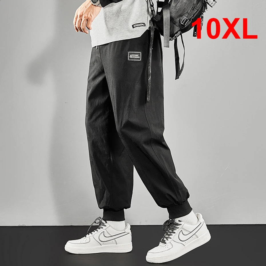 10XL Plus Size Jogger Pants Quick Drying Waterproof Summer Cool Pants Men Fashion Casual Joggers Elastic Waist Trousers 240815