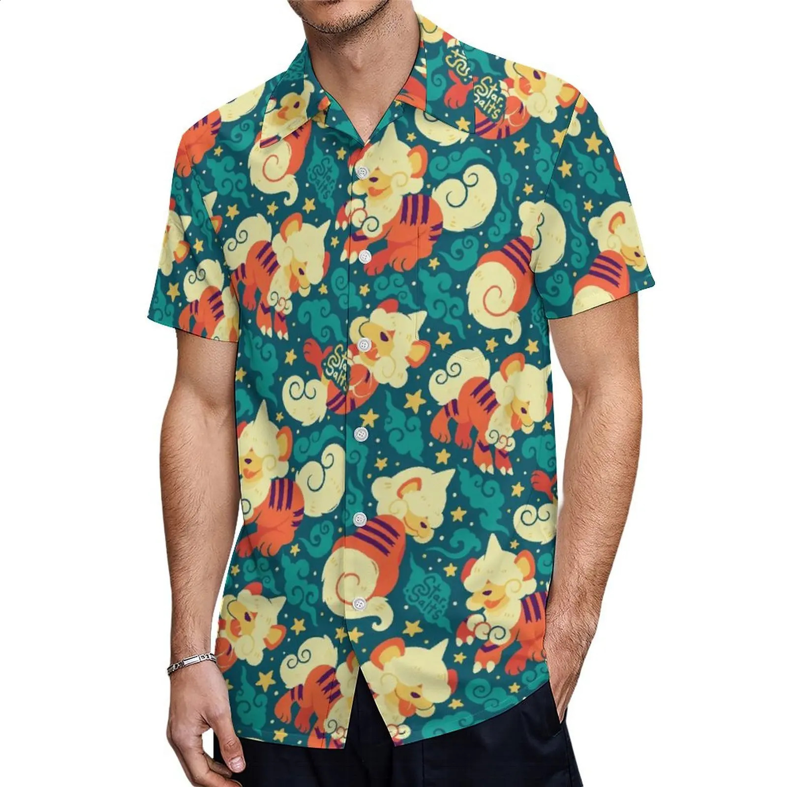 Hawaiian Mens T-shirt 3D Little Sheep Printing Mens Summer Loose Beach Oversize Short-sleeved T-shirt Mens Clothing Shirts 240816