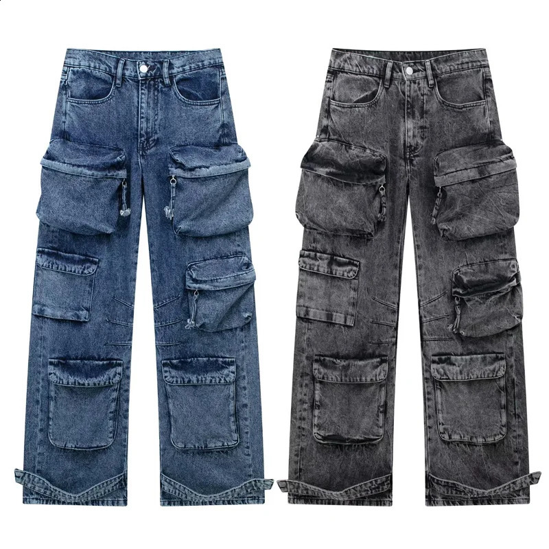 Hxao pantalon féminin cargo d'été en denim baggy high s en pantalon élégant pantalon de femme moderne 240815