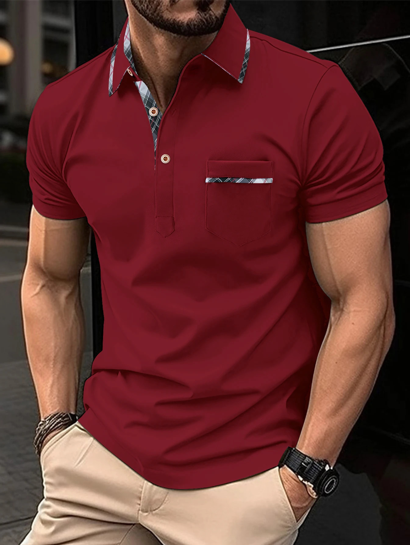 Fashionable boutique mens polo shirt summer simple and fashionable streetwear casual and business breathable lapel short sleeved top 240816