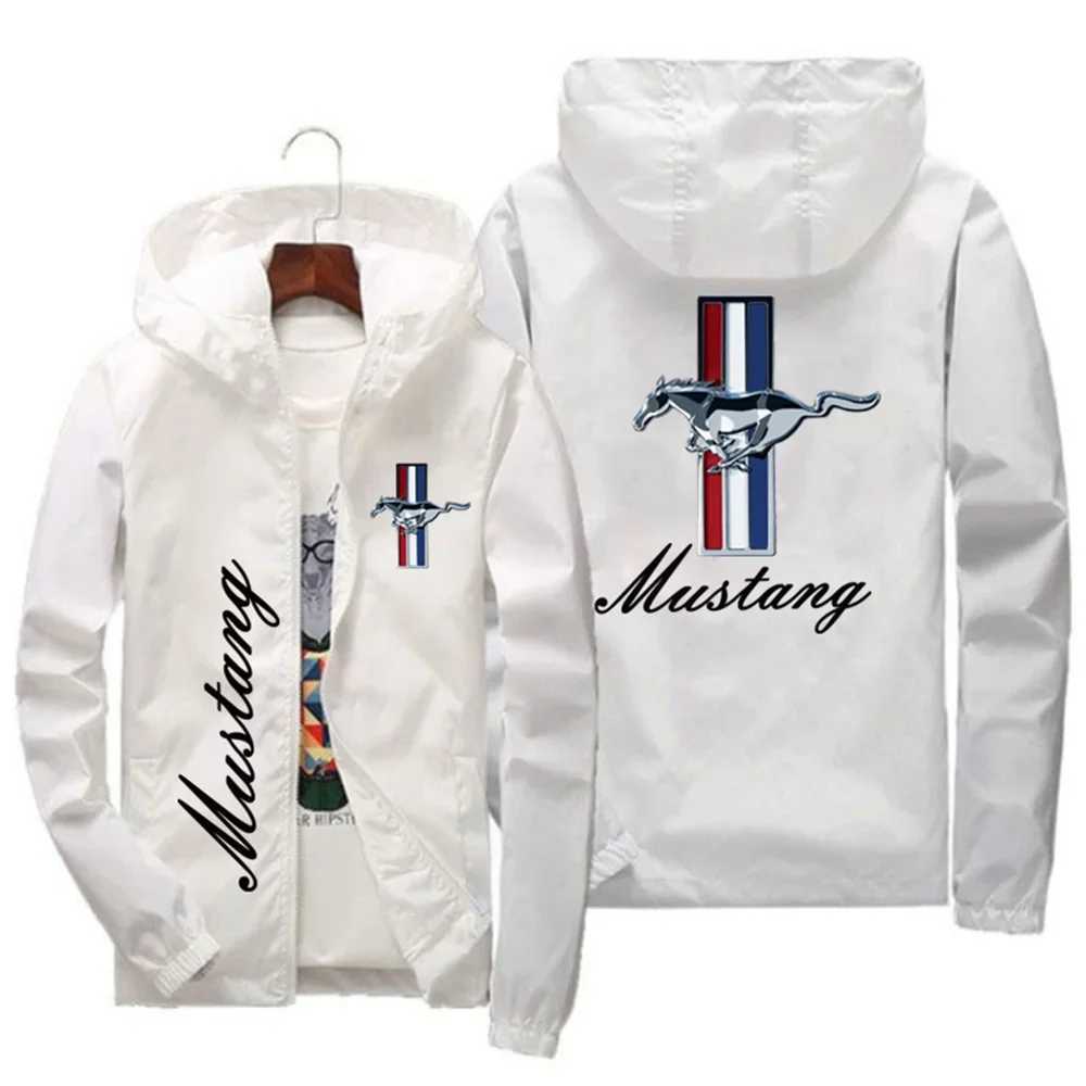 Men's Jackets 2024 Spring/Summer Ford Mustang Car Printed Hoodie Fashion Charging Jacket Windproof Jacket Mens Casual Outdoor Clothing L260609