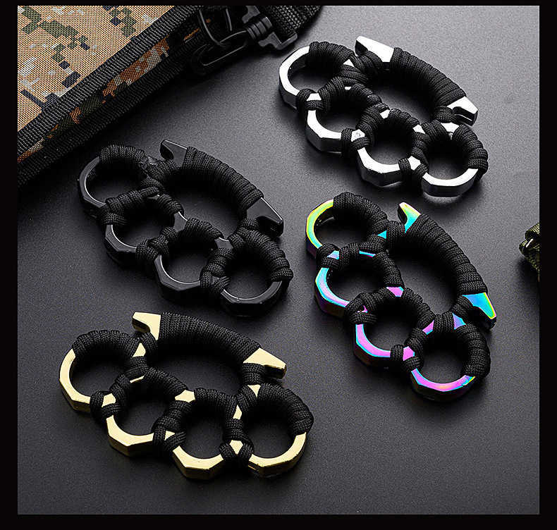 Brass knuckles Thickened Brace Finger Tiger Four Finger Fist Set Ring Fist Buckle Car mounted Broken Window Survival Equipment Legal Defensive We-image-1012520839