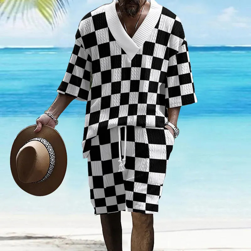 2024 pour hommes Set Summer 3D Imprimé pour hommes en vrac plus taille décontractée pour demi-manche T-shirt en deux pièces Livraison gratuite 24