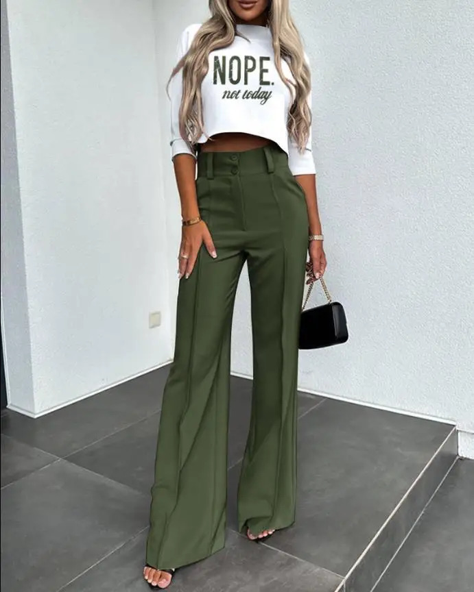 2024 Spring and Autumn Cute Style Fresh Sweet Womens Wear 94 Sleeves Fashion Casual Set 240816Z
