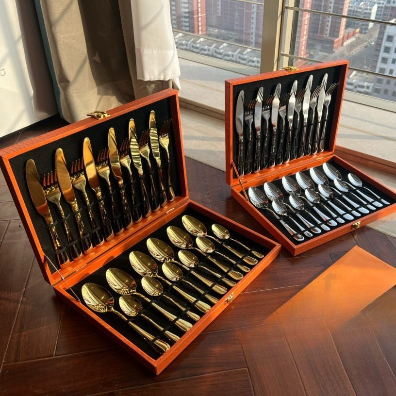 New Stainless Steel Dinnerware Sets Western Tableware Steak Knife and Fork Gift Box Set-image-1012433730