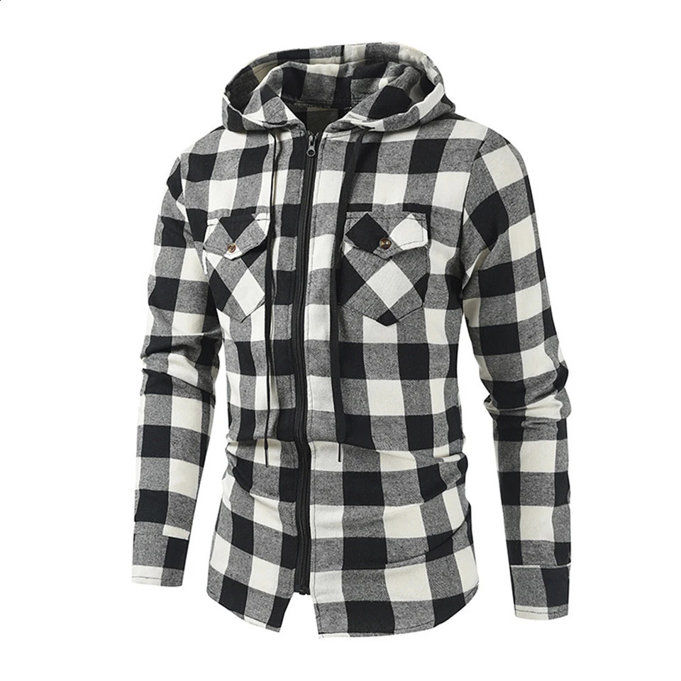 Mens clothing mens fashion shirts hooded lining thick jackets long sleeved lining work shirts plain weave daily comfortable shirts 240815