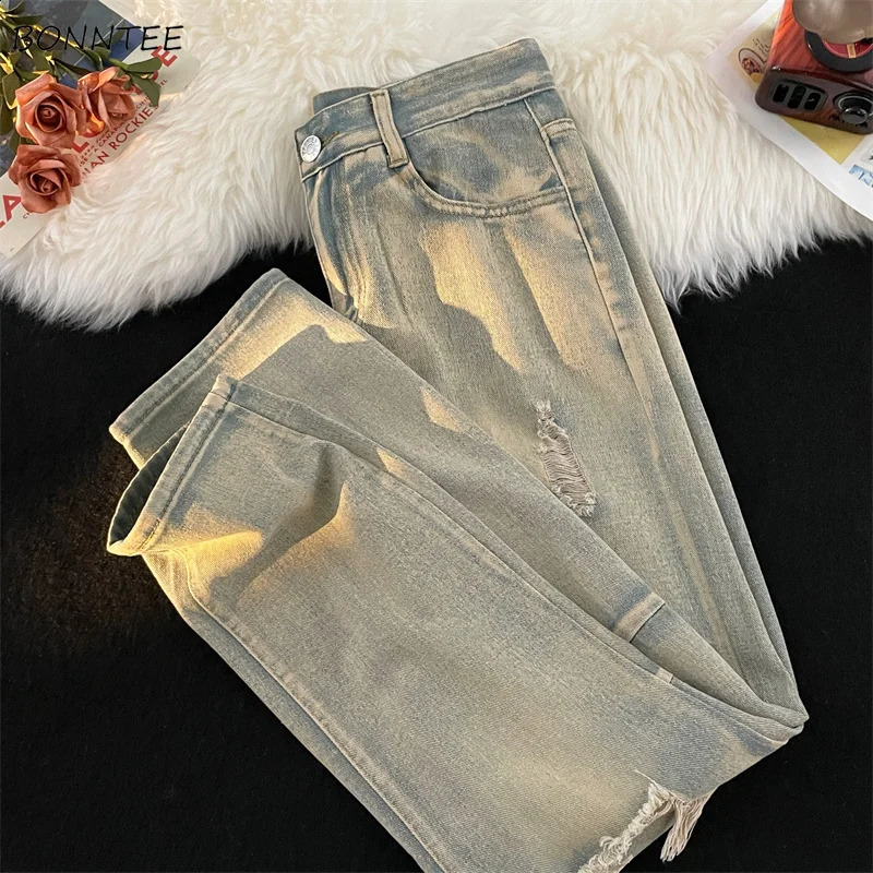 Baggy Ripped Hole jeans mens denim clothing wide leg Trouser Vaqueros High Street American hip-hop retro teenage handsome S-3XL 240815