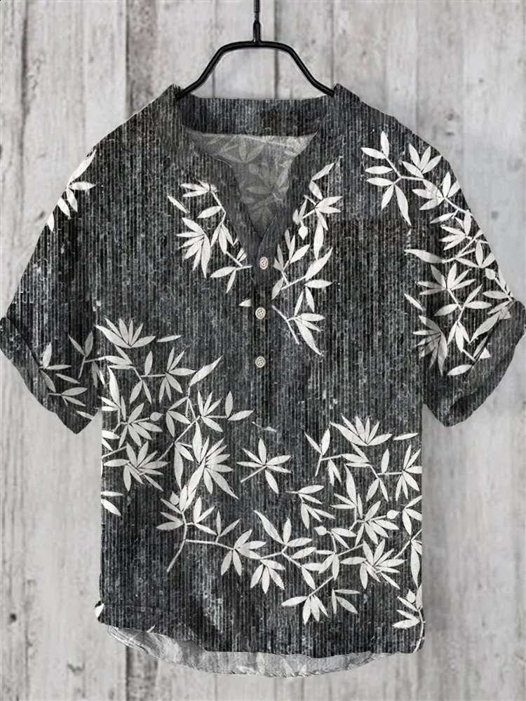 2024 Cross Border Hawaii Art High Quality Series 3D Digital Printing Casual Loose Short Sleeve Three Button Shirt S-5XL 240816