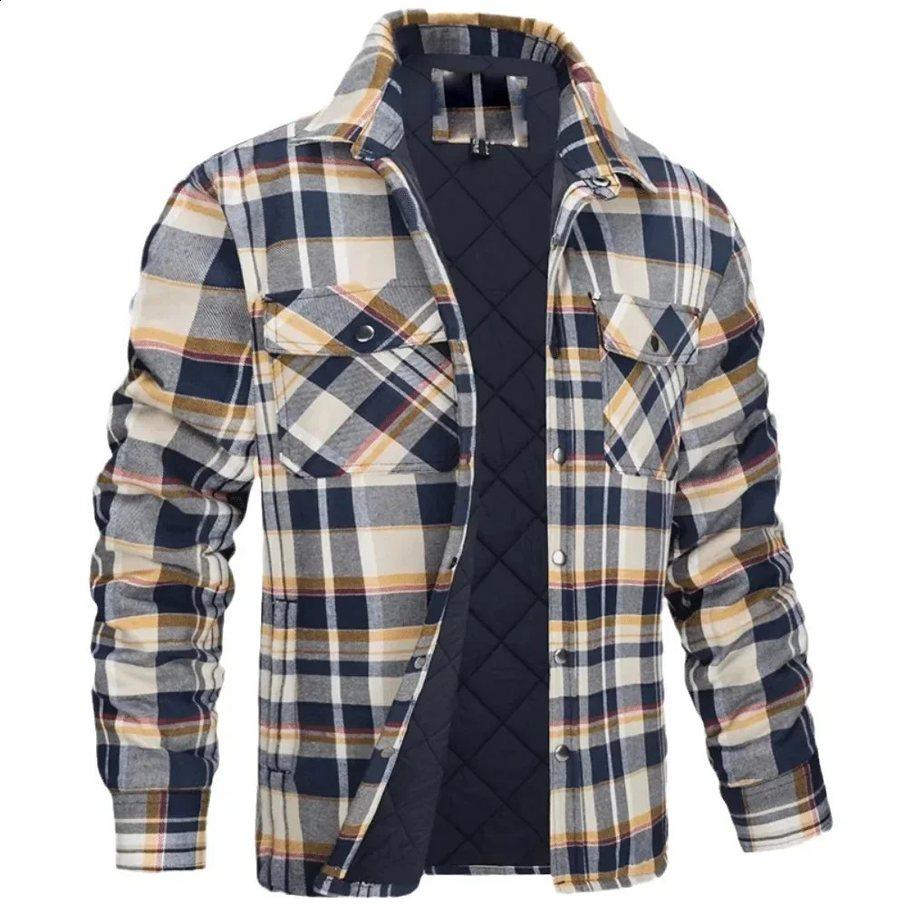 Autumn and winter fashion mens outerwear long sleeved lapel flat bottomed thick shirt mens jacket 240815