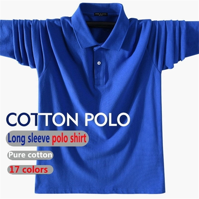 High quality polo shirt made of 100% pure cotton spring and autumn mens long sleeved top mens business casual lapel T-shirt Tee Plus size S-4XL 2408