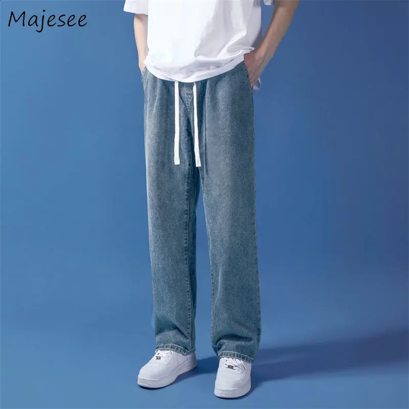 Baggy Jeans mens S-3XL brushed unisex clothing denim Trouser wide leg Korean fashion student minimalism fashion 240815