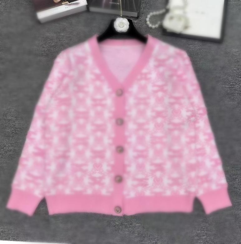 Women's pink Sweaters Designer Letter Pattern Cardigan Sweater Coat Wool Blended Knitwear Ladies Top V-Neck Long Sleeve Brand clothes