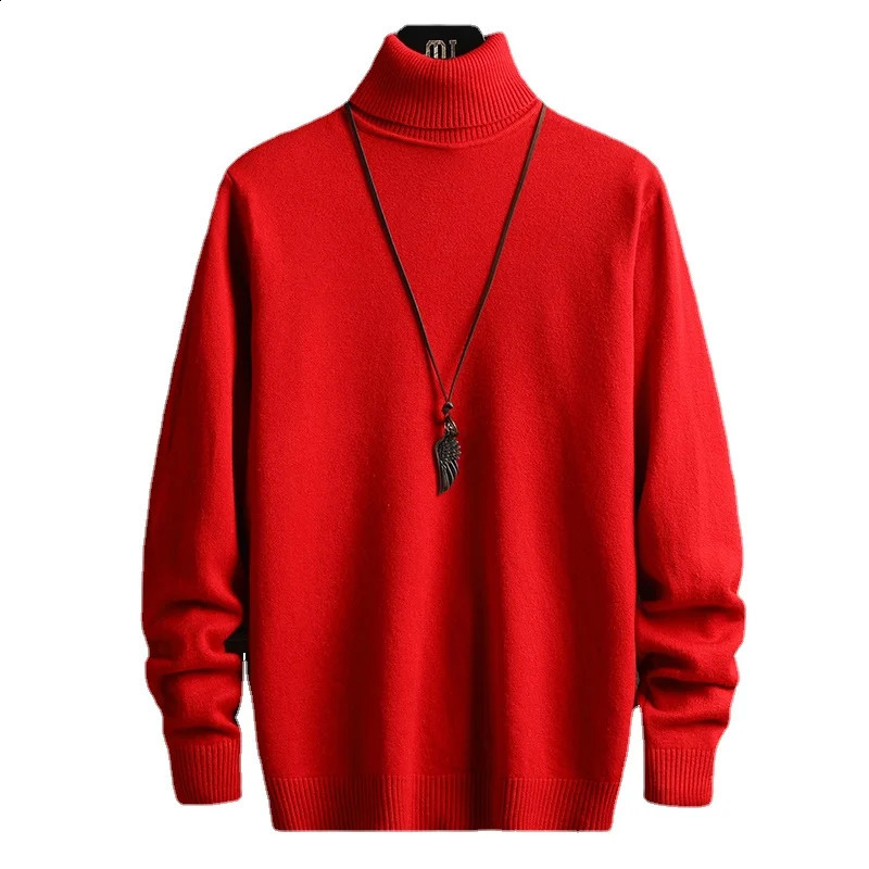 Autumn and Winter Mens Allmatch Turtleneck Sweater Slim Casual Pullover Men Clothing 240816