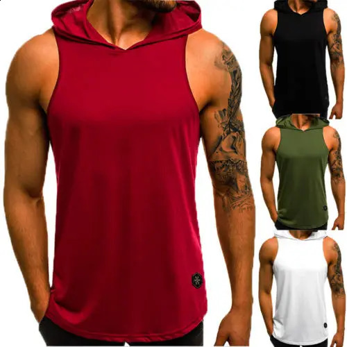 Fashion Motorcycle Hooded Mens Tank Top Jogger Summer T-shirt Mens Sleeveless Top Cool Street Top Mens Clothing M-3XL 240816