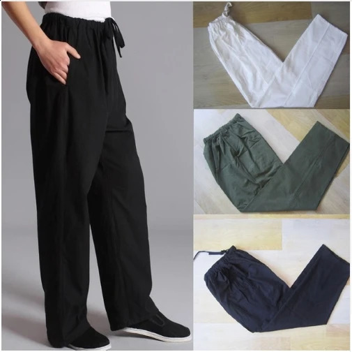 100% coton pur pantalon de kung fu chinois traditionnel wu shu tai chi