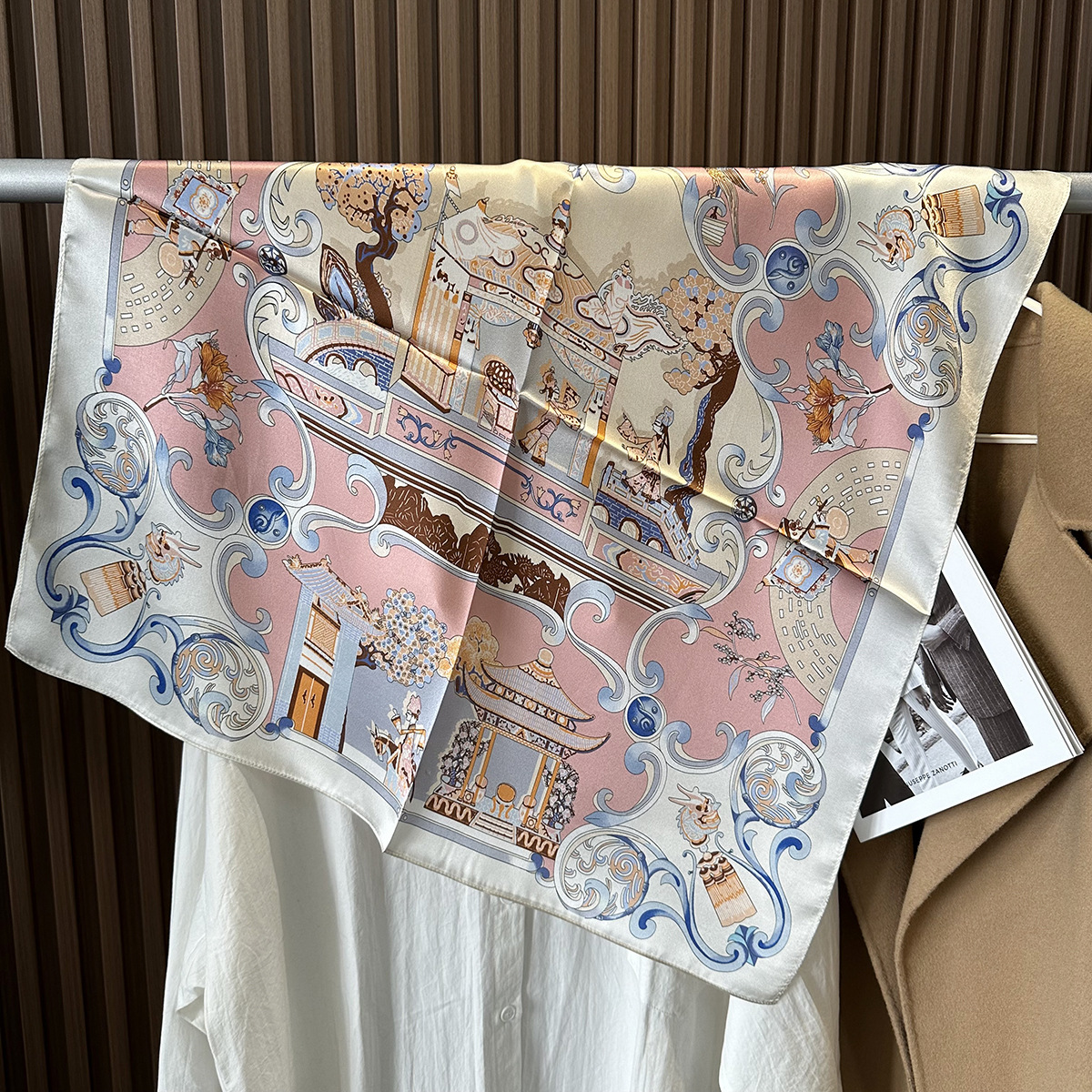 100 couleur haut de gamme soie à la mode femmes 70 cm carré écharpe châle imprimé européen et américain foulard doux 88
