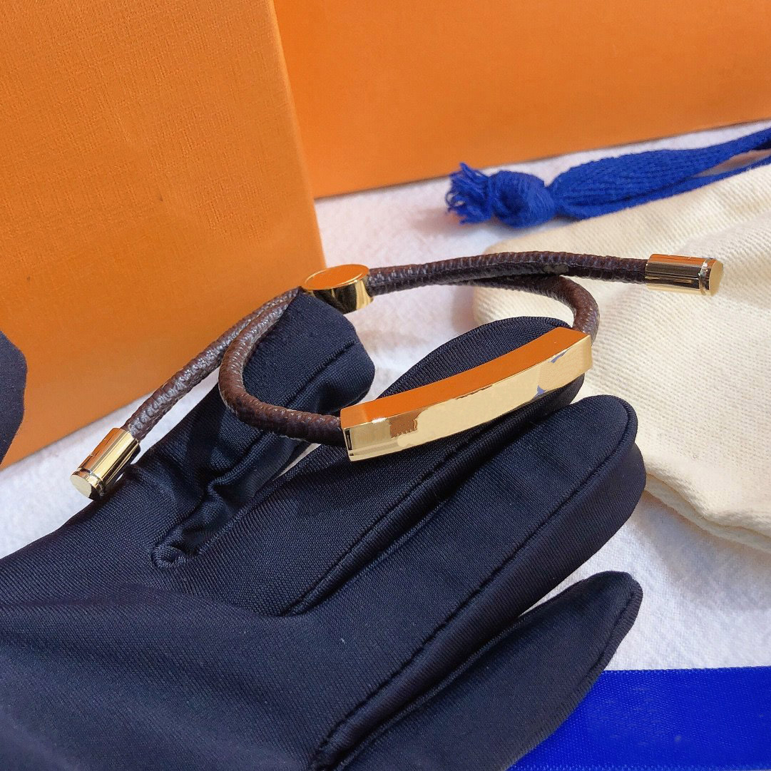 Luxury 18k Gold Bangle Famous Designer Bracelet Fashion Jewelry Girl Stainless Steel Flower Leather Bracelet Popular Classic Brand With Gifts Box-image-831143138