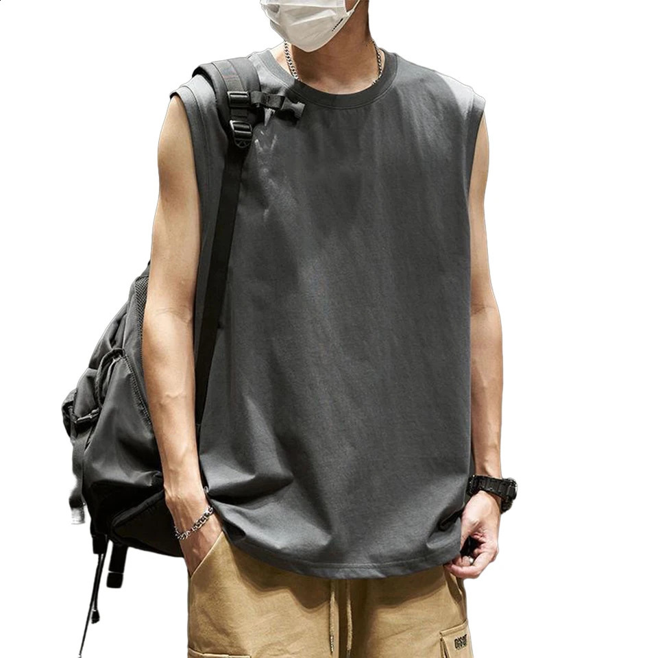 Mens running vest sleeveless sportswear summer sports vest solid color cool top 240816