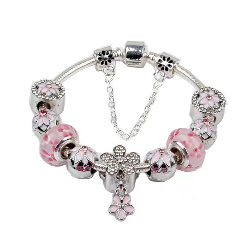 Magnolia Bracelet 925 Silver Accessories Bracelets Peach Flower Pendant Bangle Charm Magnoliaeflora Beads as Gift Diy Wedding Jewelry-image-1105896750