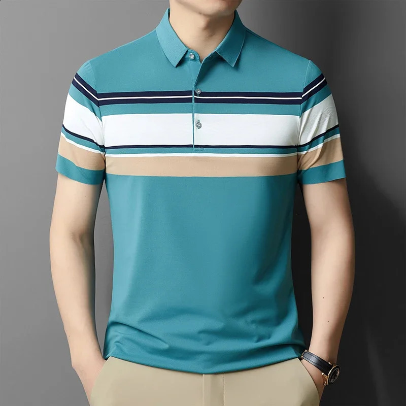 Short Sleeved Mens Highend Shirt Summer Product Business and Leisure Lapel Color Matching Sleeves 240816