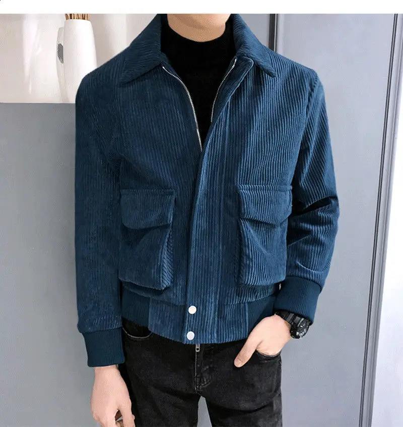 Veste en velours côtelé pour hommes, mode coréenne, Slim Fit, manteau de printemps, Business décontracté, vêtements d'extérieur, High Street, 240