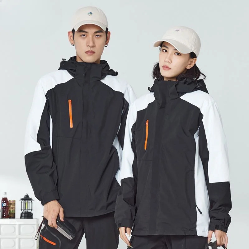 Hardshell Jacket 3in1 Mens and Womens Winter Twopiece Set Removable Windproof Waterproof Warm Thick Ski Work Clothes 240816