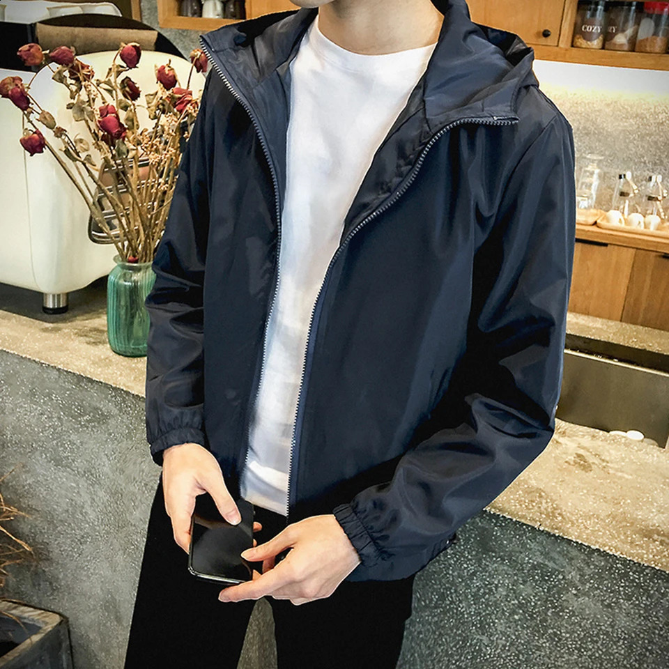 Men Waterproof Long Sleeve Jacket Hooded Coat Outwear Casual Simple Windbreaker Breathable Sports Couple Jackets Male 240816