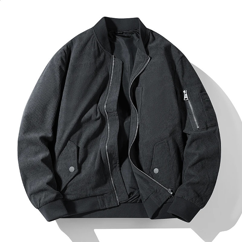 Veste de bombardier en velours en velours municipal veste pilote rétro à la mode coréenne de rue Corée veste à glissière pour hommes plus taille