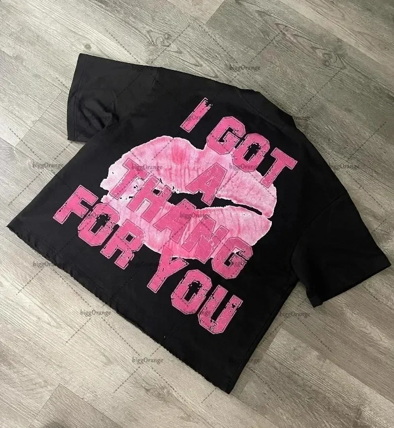 Y2k European and American fashion womens cartoon print oversized short sleeved hip-hop retro version T-shirt for men 240819