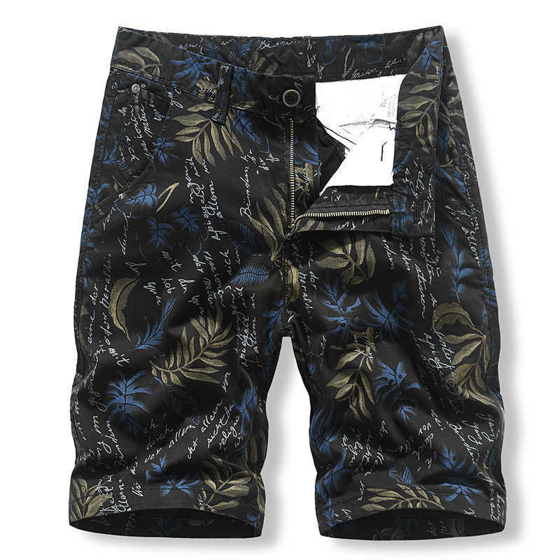 Men's Shorts Man Shorts Summer Cotton Middle Waist Male Luxury Casual Business Men Shorts Printed Beach Stretch Chino Classic Fit Short Homme J
