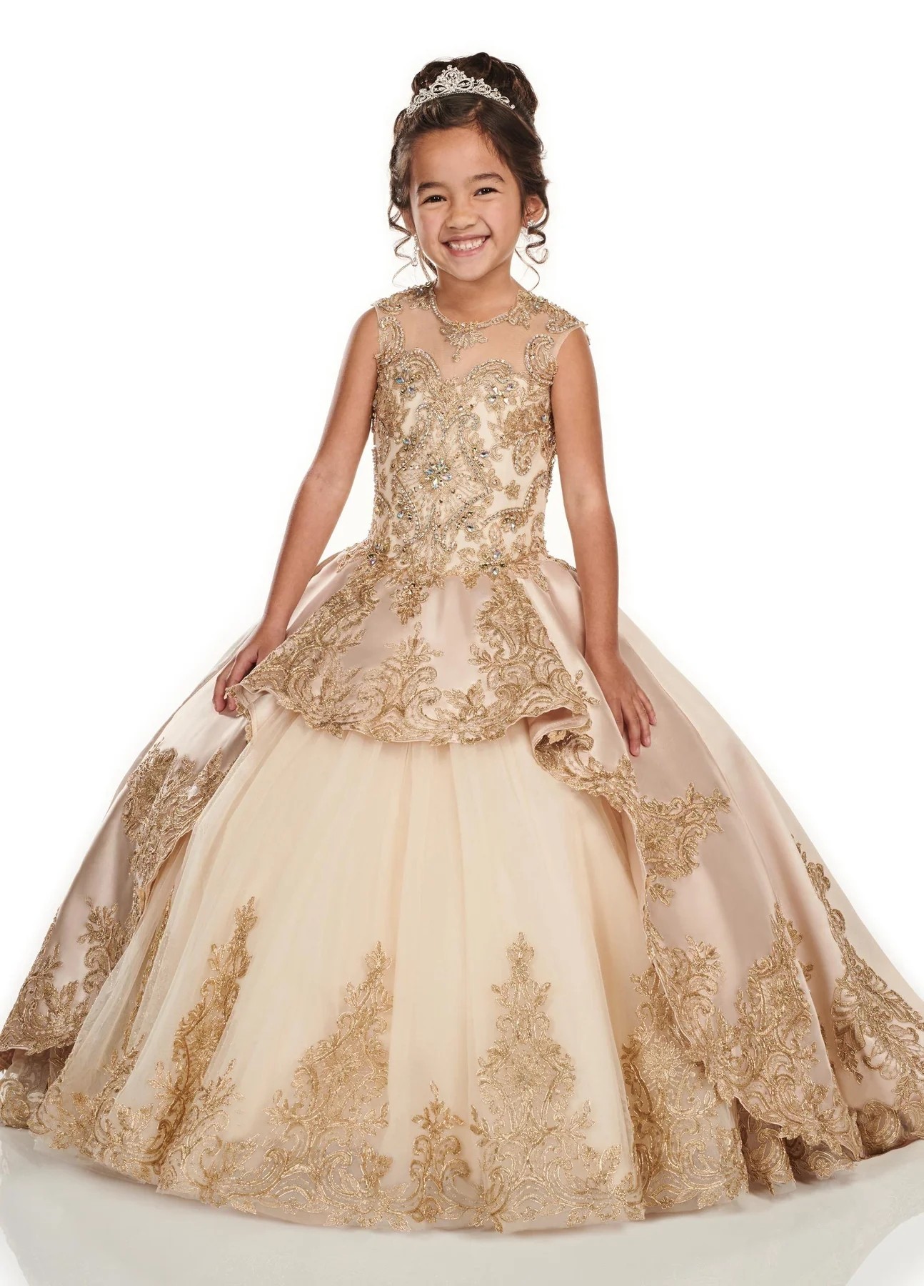 Champagne mini robes quinceanera robe de bal appliques transpliques perles de fille longue fleur robes pour mariages