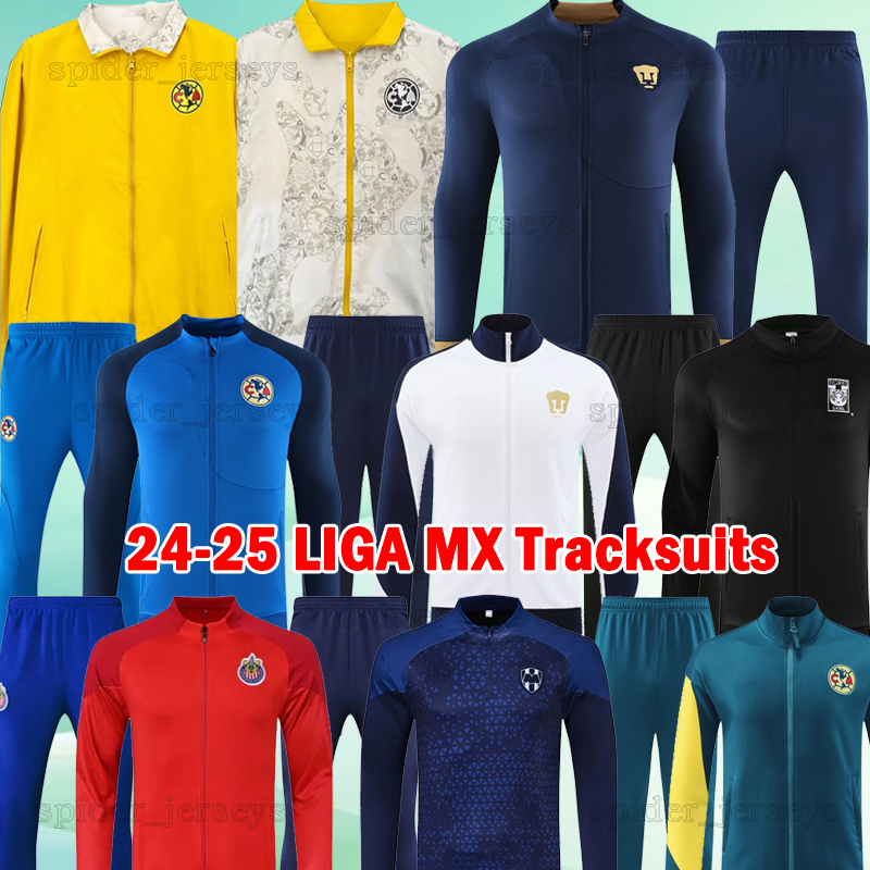 24 25 ClUb AmEriCa Soccer Sets 2024 2025 LIGA MX UNAM Tigres UANL Monterrey Tijuana Chivas Sporting colo colo Long sleeve Tracksuits Jacket Footb-image-919816035