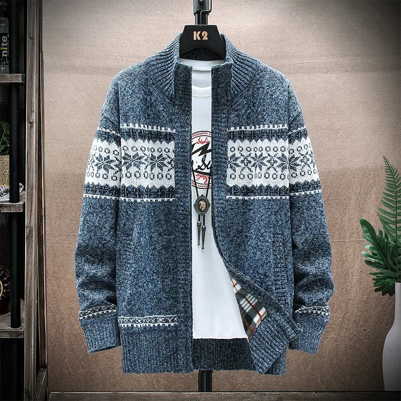 Hommes en tricot en tricot pull d'automne hiver épais se complexe chaud collier zipper de coton massif chât de coton veste veste masculine vêteme