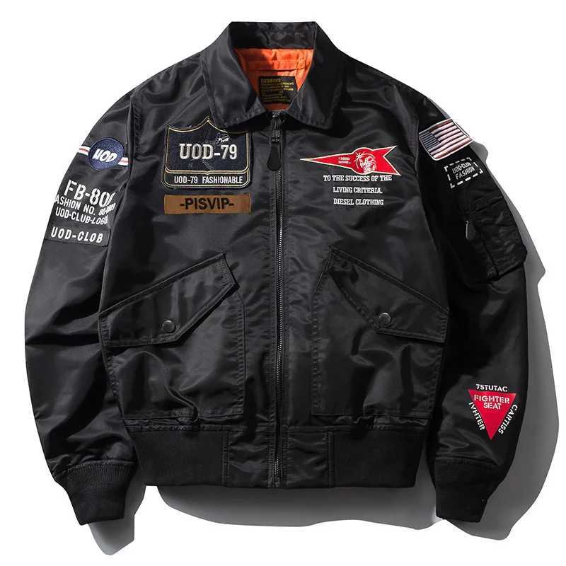 Men's Jackets New Hip Hop Jacket Men High Quality Thick Army Navy Military Motorcycle Ma-1 Aviator Pilot Baseball Coats Bomber Mens Overcoat L4