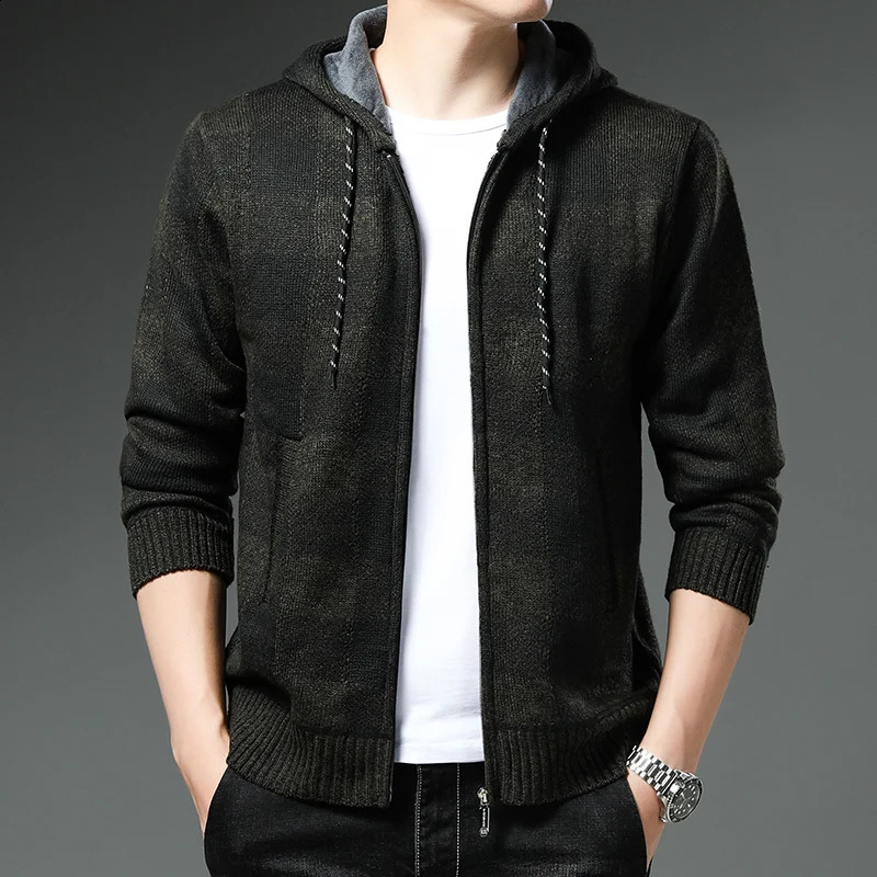 Pull en toisan Men Men Men Capo-Hooded Cardigan Automne Hiver Camouflage Camouflage Camouflage CARDIGAN HOMME Y2K Veste de sport vert 240819