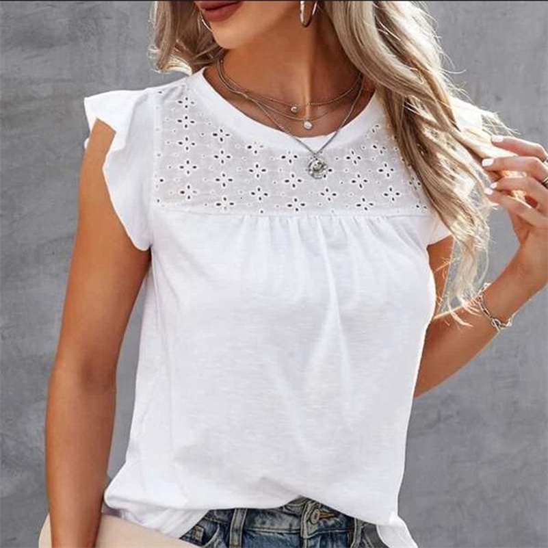 Hollow Out Shirt Blouse Femmes 2024 Coul de cou de couleurs Couleur des chemises élégantes Tops Summer Femme Blanc Top Blusas Para Mujer Y240816