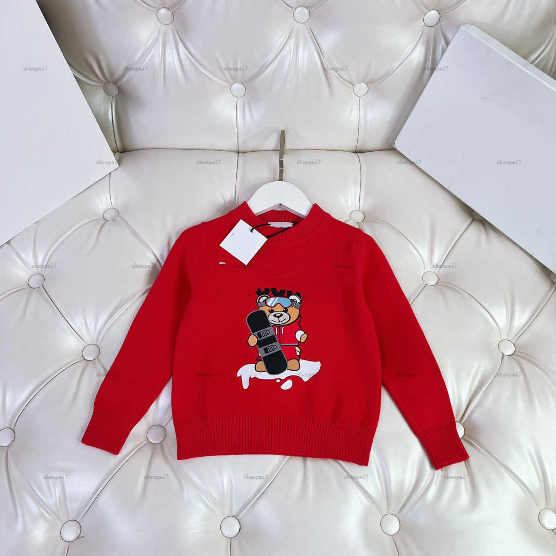 Top designer sweater for kids Cartoon Ski Pattern Print Knitted pullover for boy girl Size 90-150 CM round neck child Knitwear top-image-1013427878