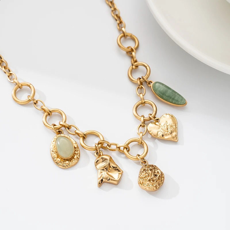 18k Gold Plating Stainless Steel Heart Pendant Necklace Women Men Hip Hop Rapper Miami Cuban Link Chain Everything 240813
