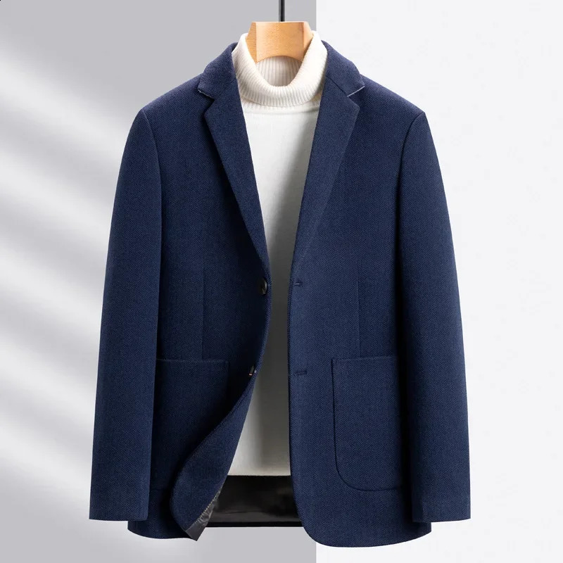 Tailor-made Suits Woolen Blazer Jacket Mens Spring Autumn Casual Suit Trendy Fashion Mens Woolen Blazer Coat Clothing 240819